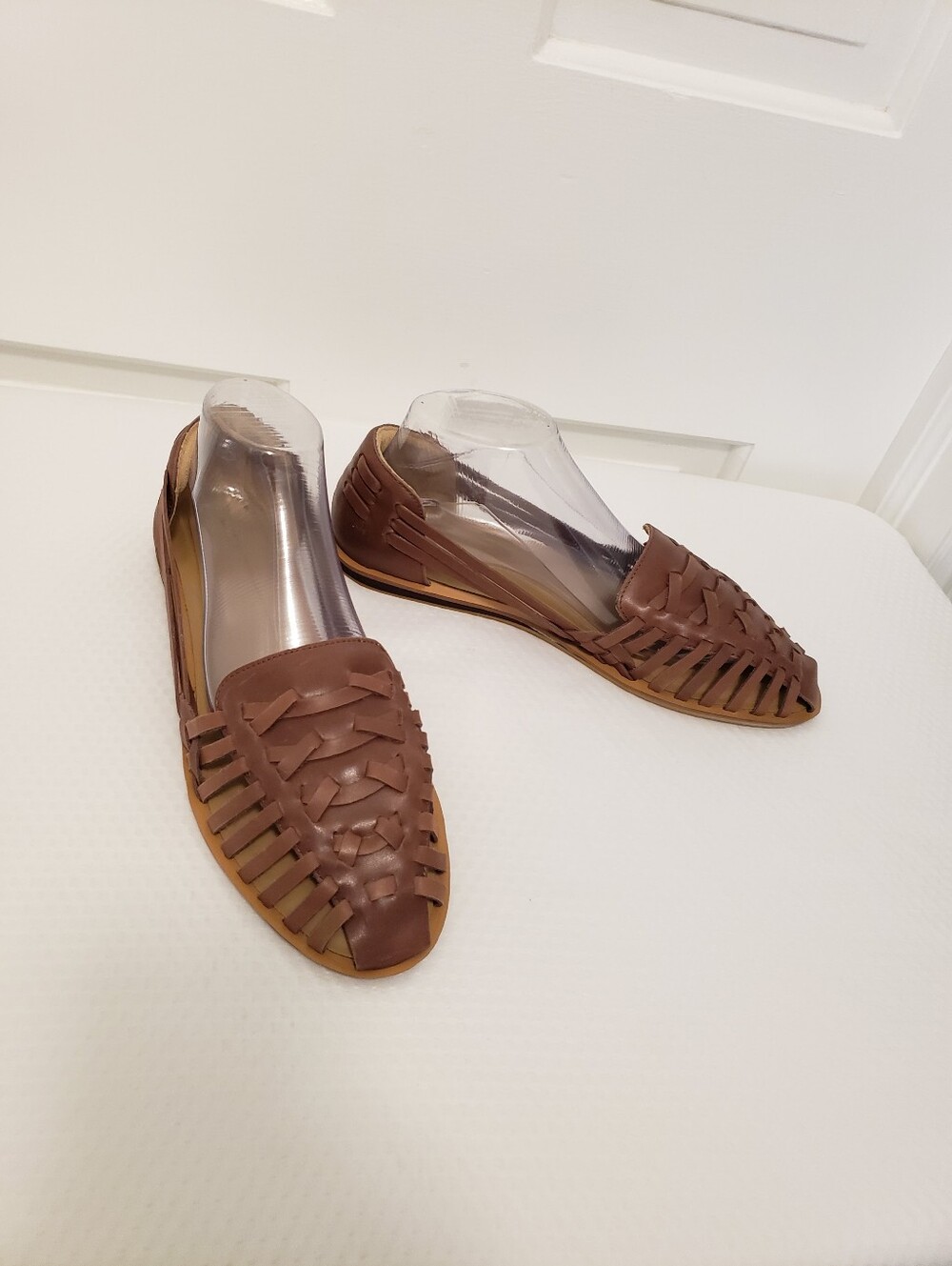 EUC Quince Brown Leather Huarache Flats Size 10.5, Casual, Woven Flats